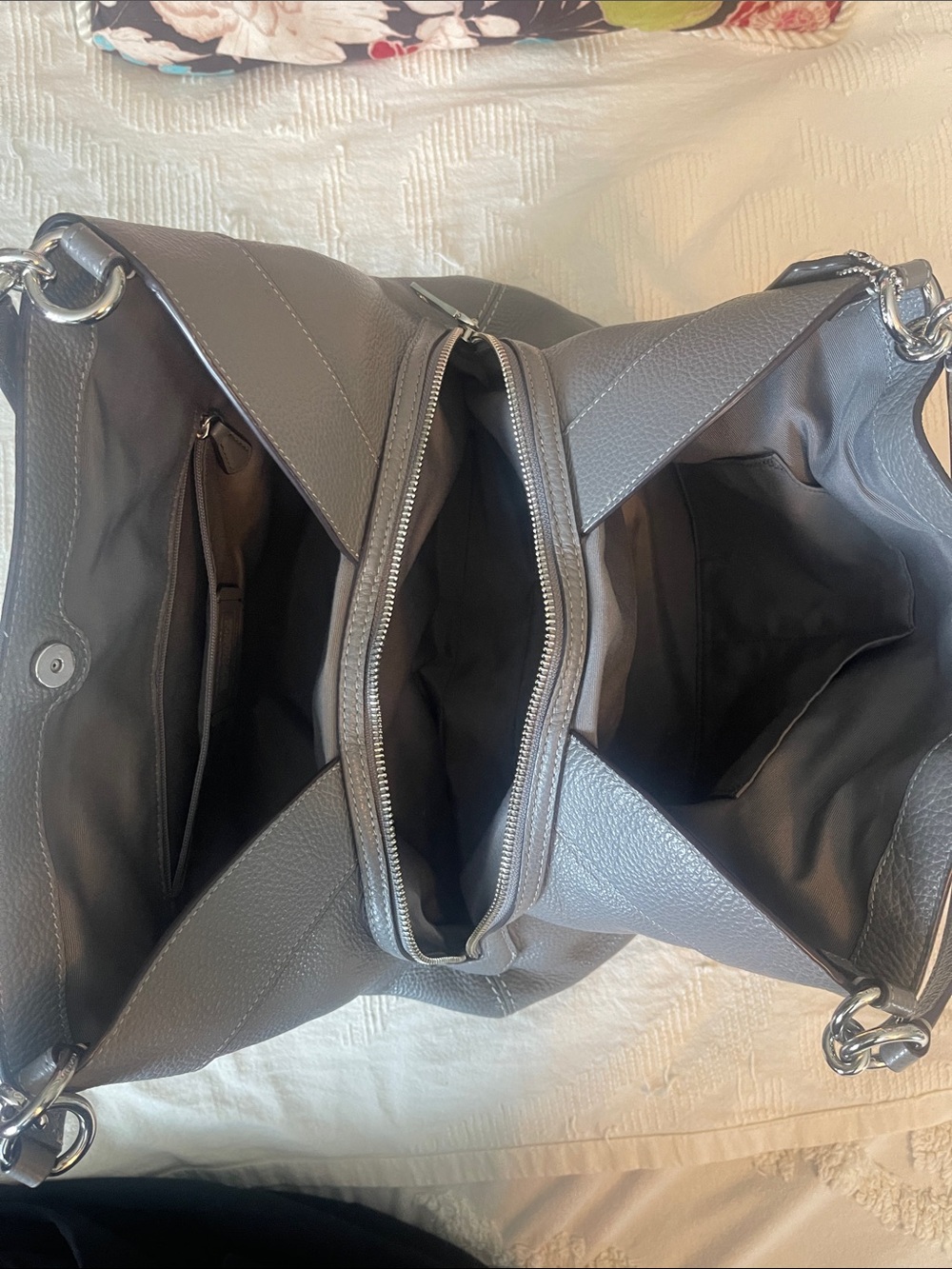 Coach Lexy Gray Pebbled Leather Hobo Shoulder Bag - Picture 5 of 9